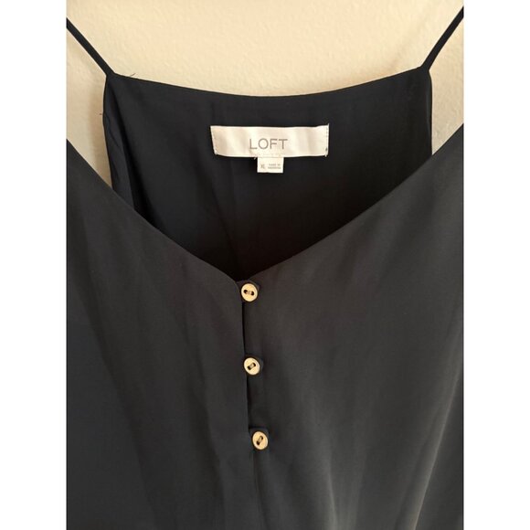 LOFT Black Chiffon Button Front Minimalist Camisole Tank Top Size XL - Picture 4 of 12